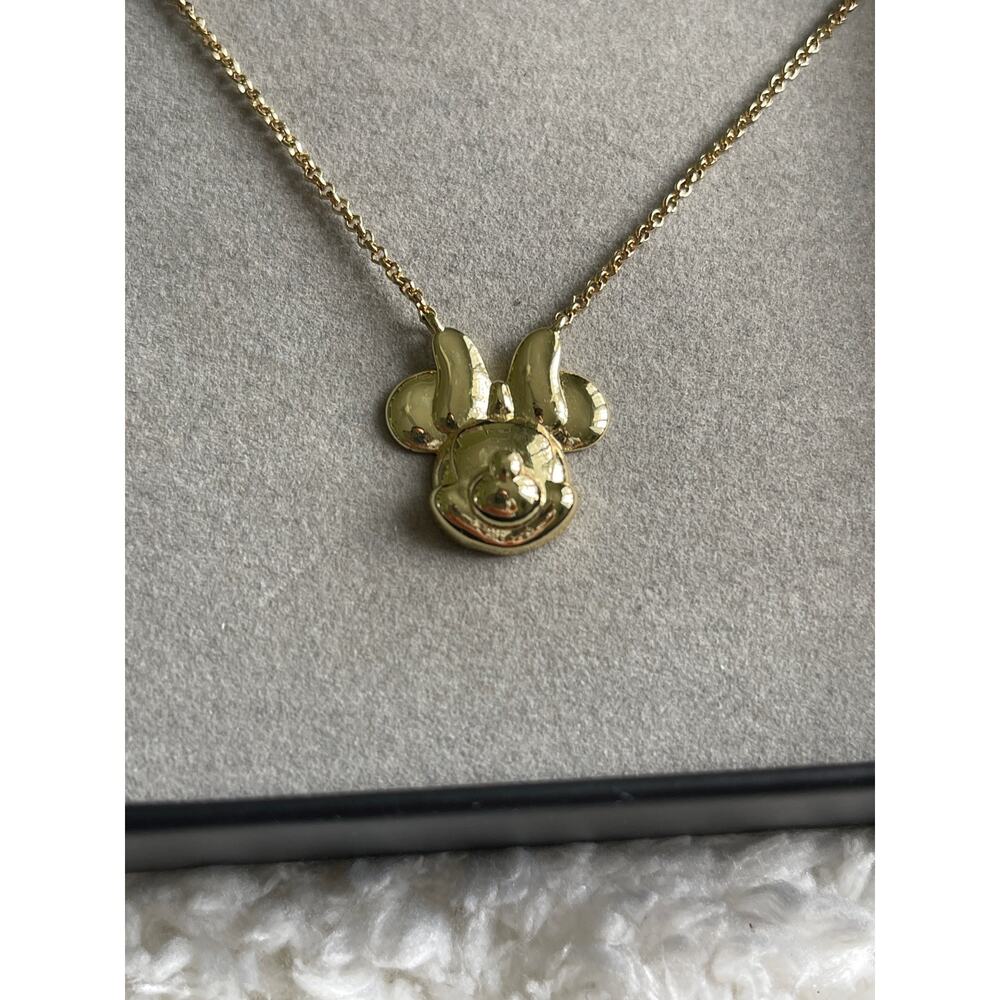 Disney BaubleBar Minnie Mouse Gold Tone Pendant Necklace NEW in Box